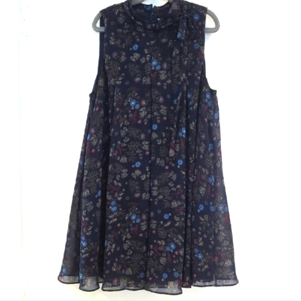 Bcbgeneration Navy Floral Swing Mini Dress, Size Xs
